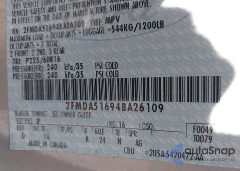 2004 Ford Freestar Se from USA, damaged, VIN 2FMDA51694BA26109